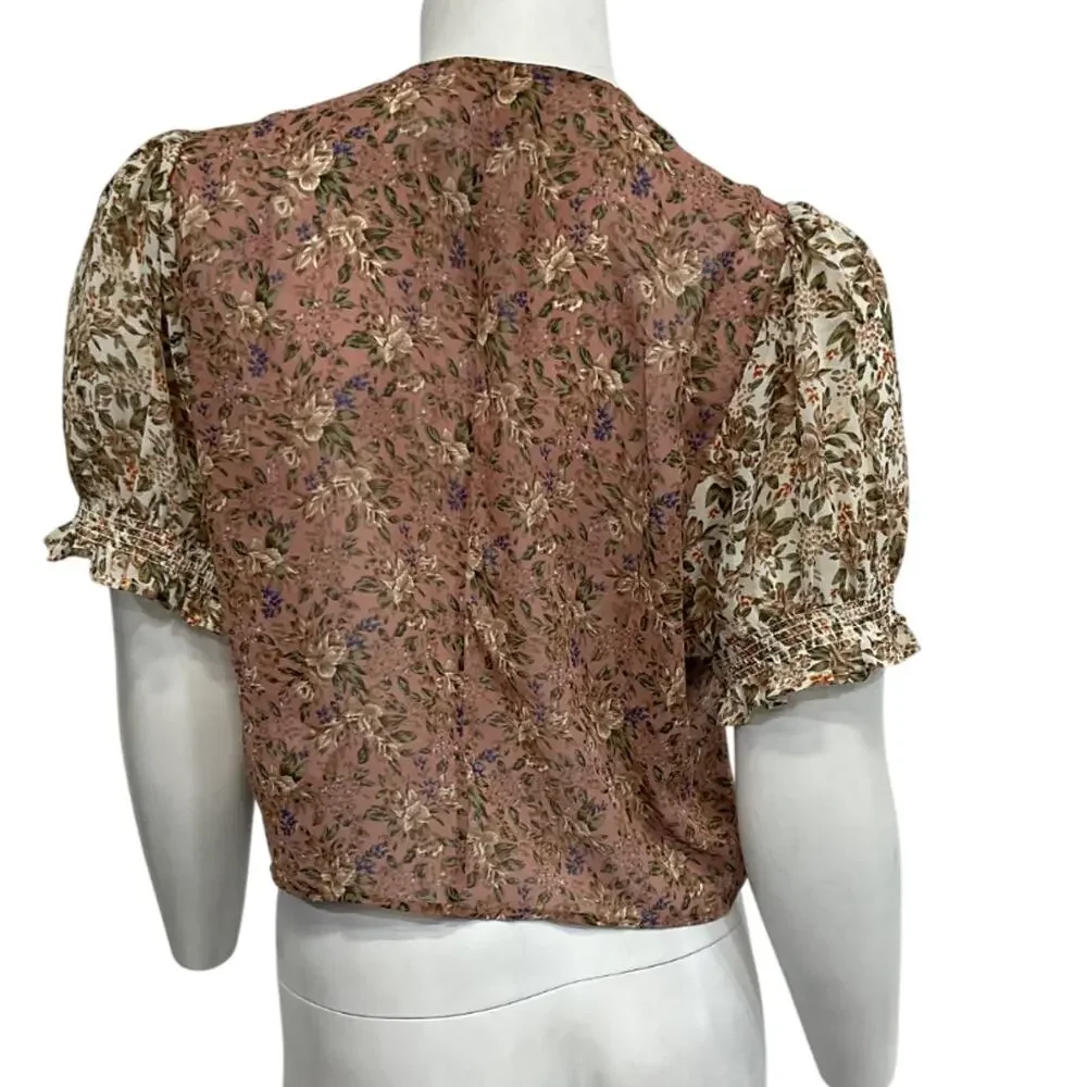 Show Me Your Mumu Boho Floral Print Mix Kimmy Blouse Size M